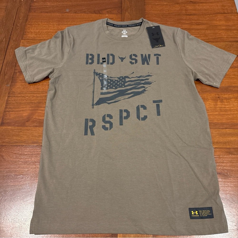 Under Armour Project Rock Veterans Day BSR T-Shirt Mens Size med Green 1386930